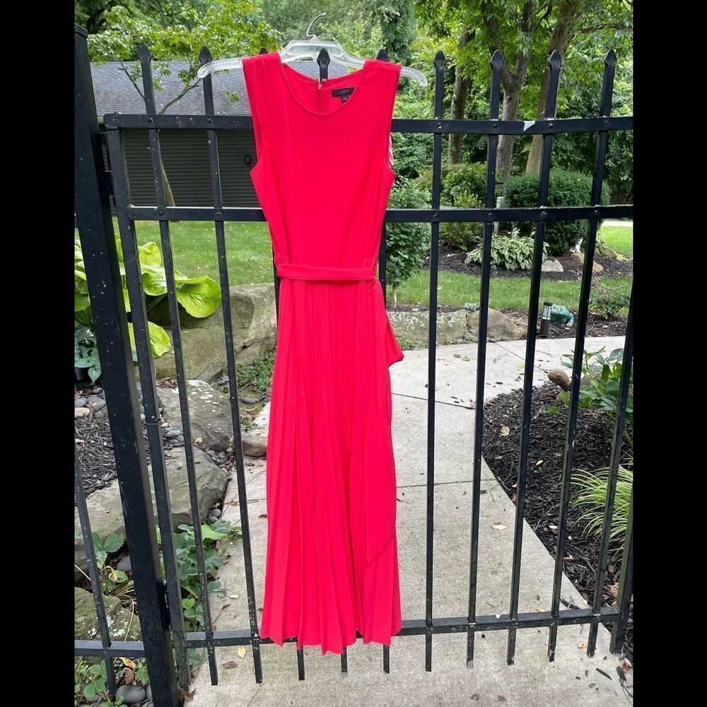 J CREW DEWBERRY sleeveless pleated wide-leg jumpsuit in RED